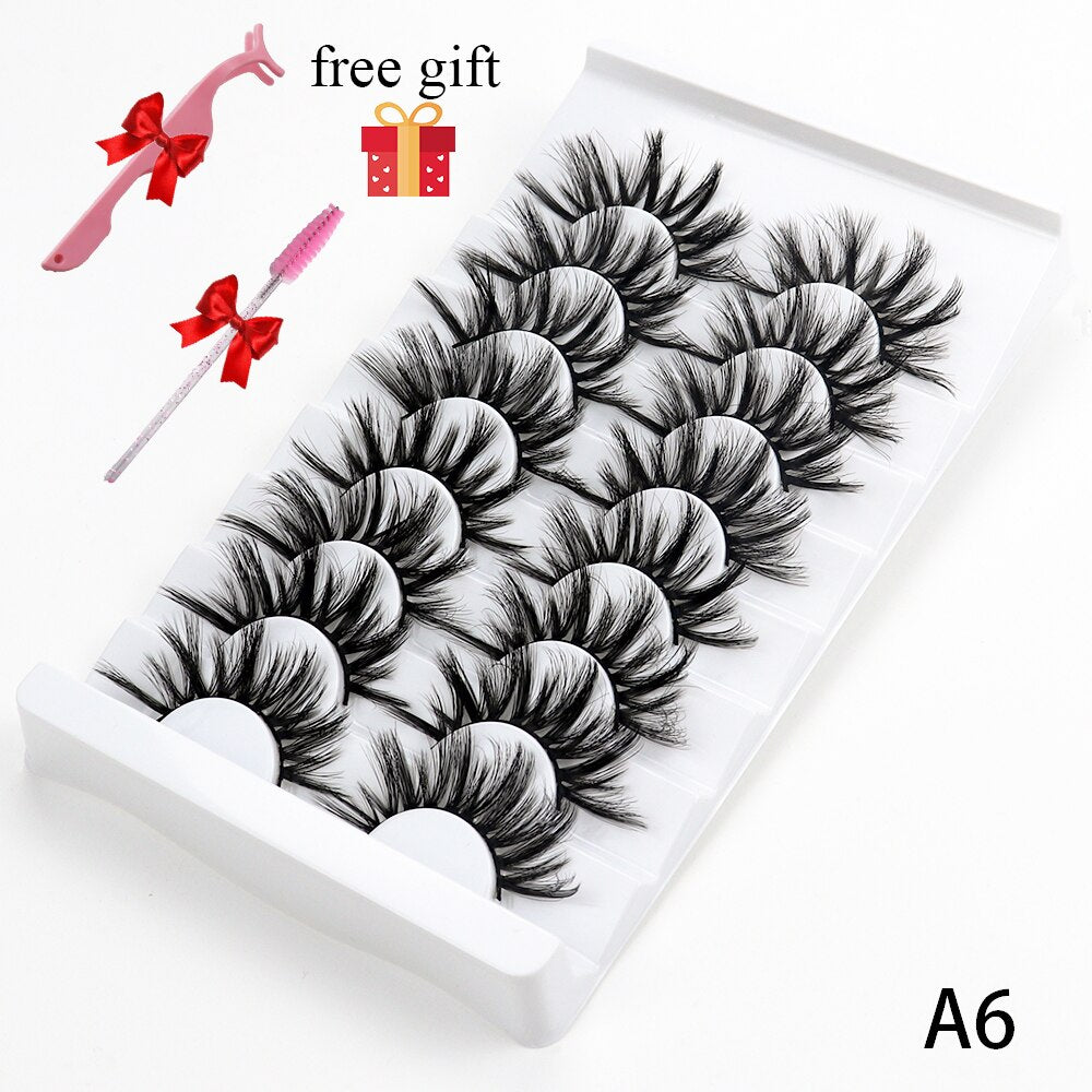 5/8 Pairs Faux Mink Eyelashes Soft Fluffy Natural False Eyelashes 3D Thick Dramatic Makeup Eyelashes Reusable Handmade Lashes DailyAlertDeals A6 China