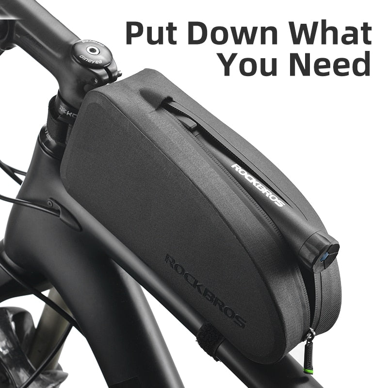 ROCKBROS Bicycle Bag Waterproof Cycling Top Front Tube Frame Bag Large Capacity MTB Road Bicycle Pannier Black Bike Accessories 0 DailyAlertDeals