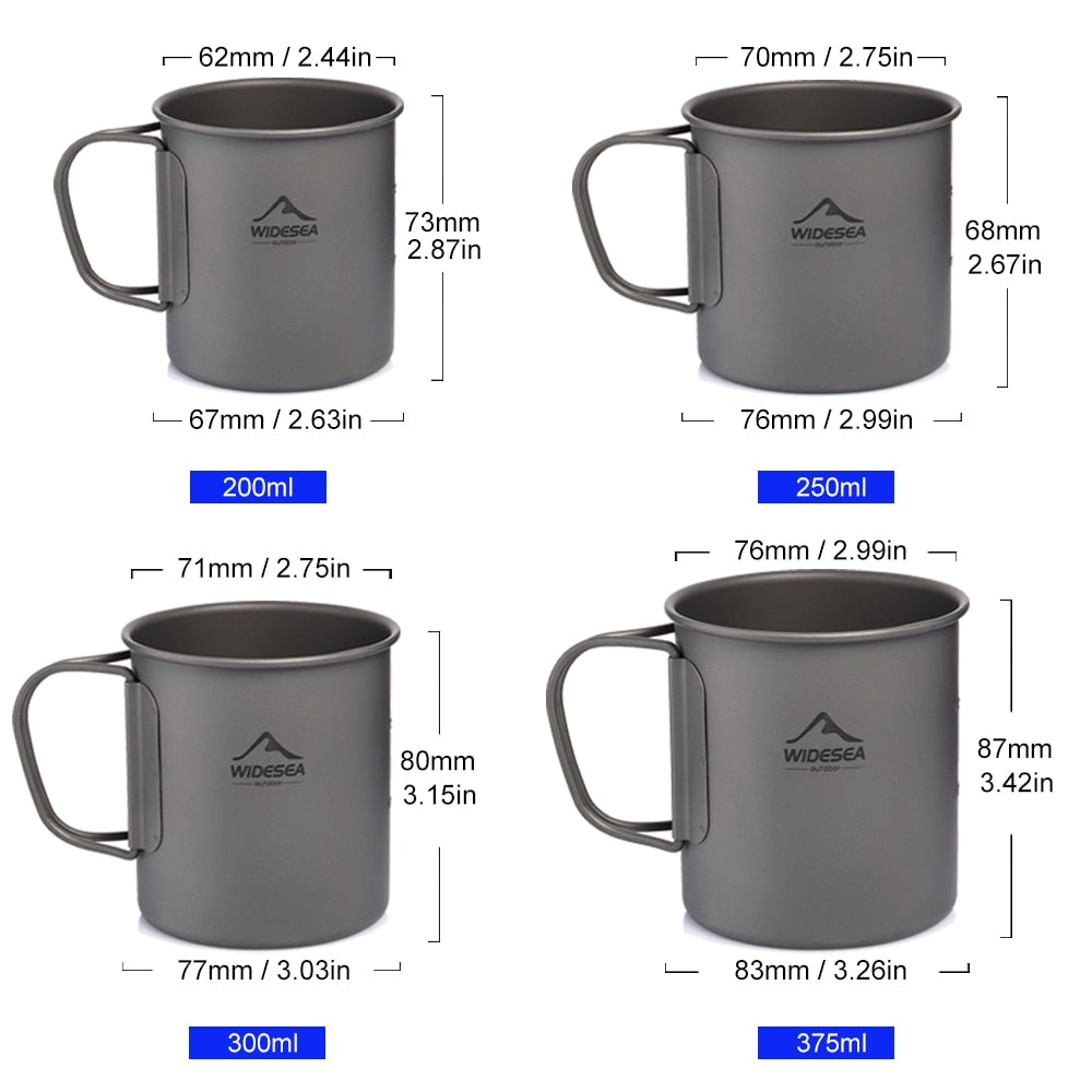 Widesea Camping Mug Titanium Cup Tourist Tableware Picnic Utensils Outdoor Kitchen Equipment Travel Cooking set Cookware Hiking 0 DailyAlertDeals