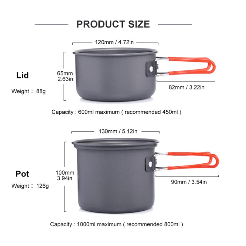 Widesea Ultralight Camping Cooking Utensils Outdoor Tableware Pot Set Hiking Picnic Travel Tourist Dishes Supplies Equipment Camping Cooking Utensils DailyAlertDeals