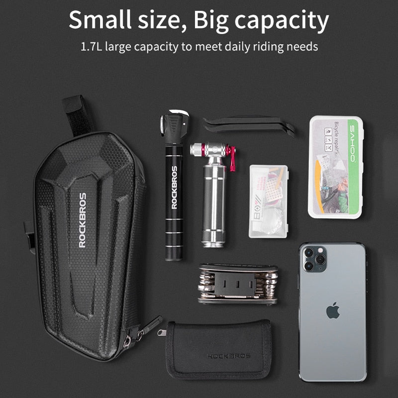 ROCKBROS1.7L Bicycle Bag Waterproof Rear Large Capatity Quick Release Seatpost Shockproof Double Zipper Rear Bag Accessories 0 DailyAlertDeals