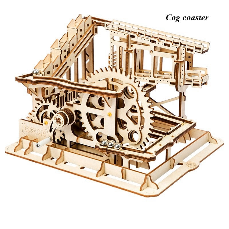 Robotime Rokr Marble Run Set 5 Kinds 3D Wooden Puzzle DIY Model Building Block Kits Assembly Toy Gift for Teens Adult Night City 3D Wooden Puzzle DIY Model Building Block Kits DailyAlertDeals Cog coaster China