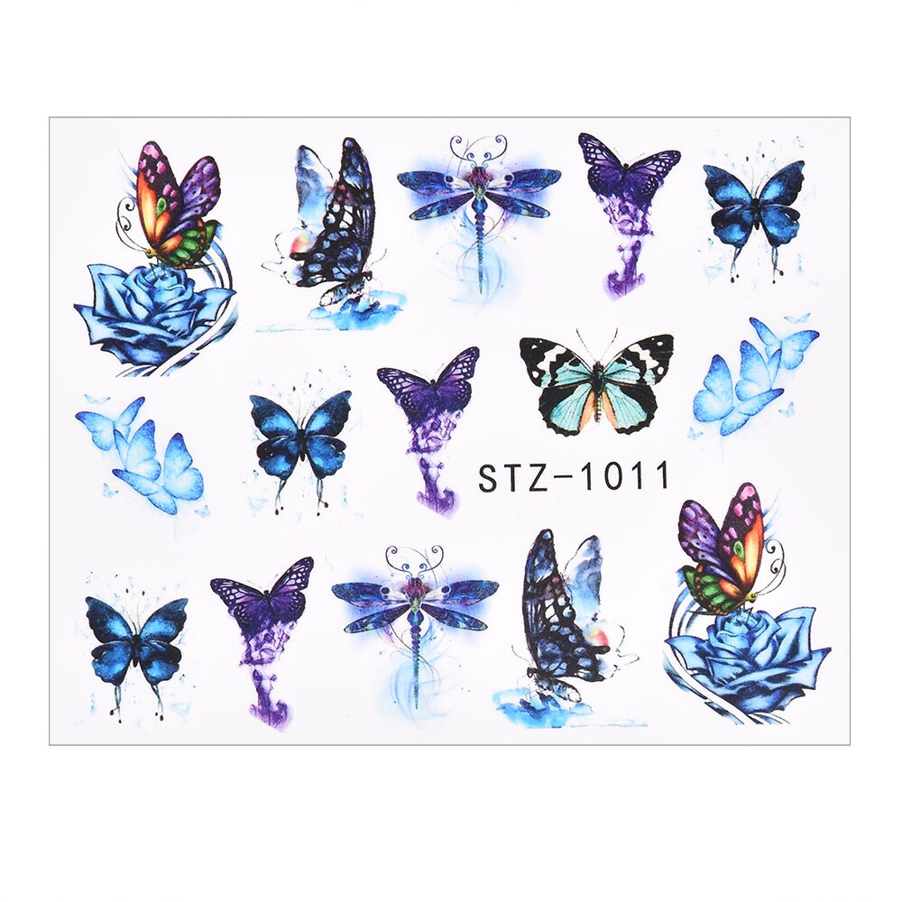 3D Watercolor Butterflies Sliders Nail Art Water Transfer Decal Sticker Blue Valentine's Day Nail Decoration Tattoo Manicure 0 DailyAlertDeals TA632