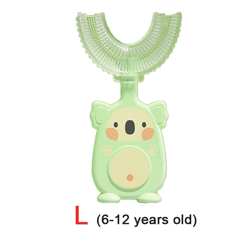 Baby toothbrush children teeth oral care cleaning brush soft Silicone teethers baby toothbrush new born baby items 2-12Y Baby silicon soft toothbrush DailyAlertDeals koala green L