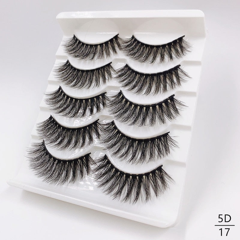 5/8 Pairs Faux Mink Eyelashes Soft Fluffy Natural False Eyelashes 3D Thick Dramatic Makeup Eyelashes Reusable Handmade Lashes DailyAlertDeals 5D17 China