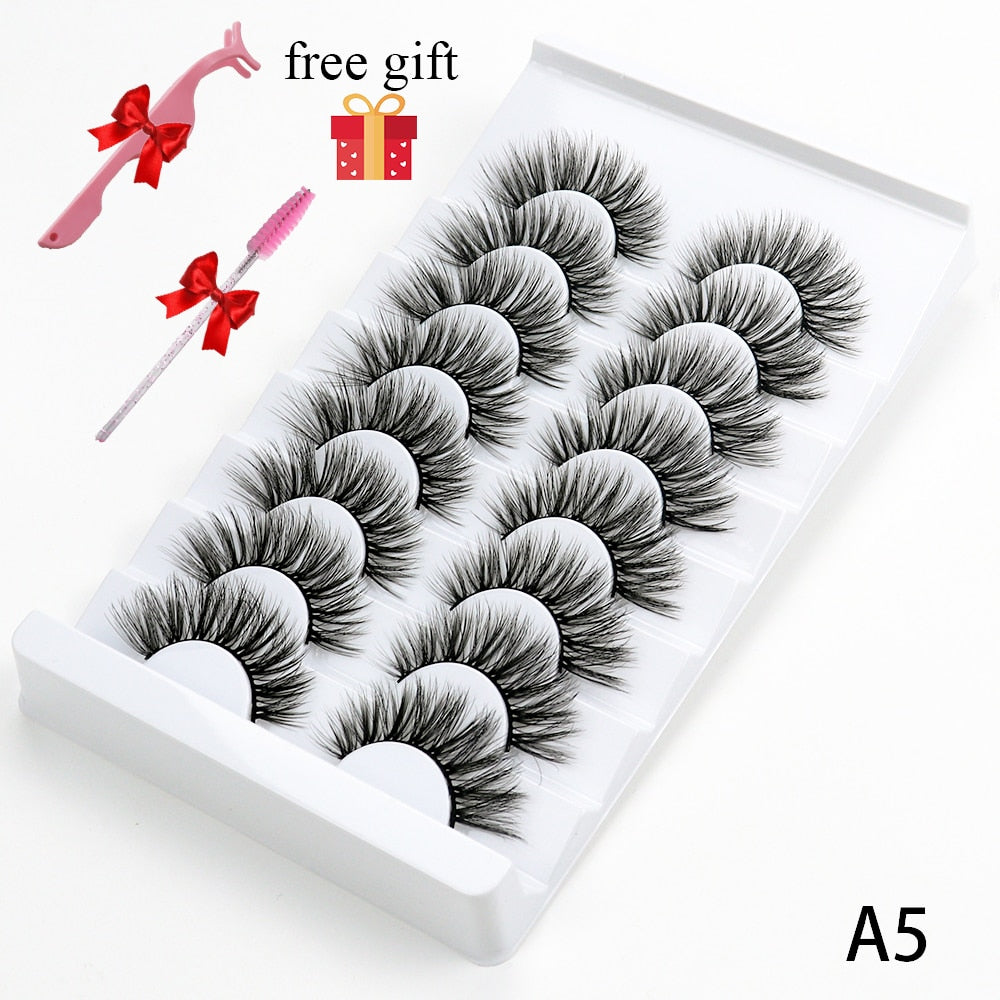 5/8 Pairs Faux Mink Eyelashes Soft Fluffy Natural False Eyelashes 3D Thick Dramatic Makeup Eyelashes Reusable Handmade Lashes DailyAlertDeals A5 China