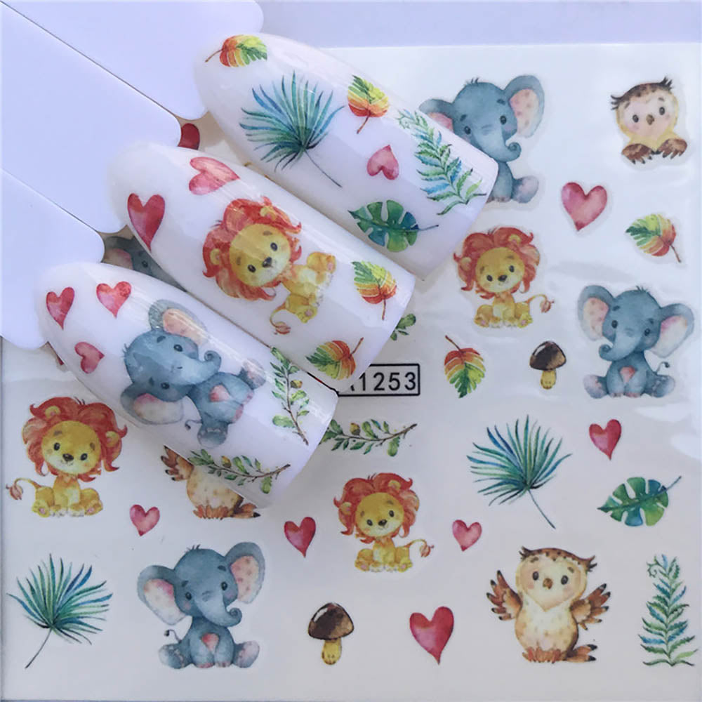 Nail Sticker Wolf Stickers Sliders For Nails Summer Full Nail Design Decorations Water Decals Animal Transfer Children's Slider nail art DailyAlertDeals A1253