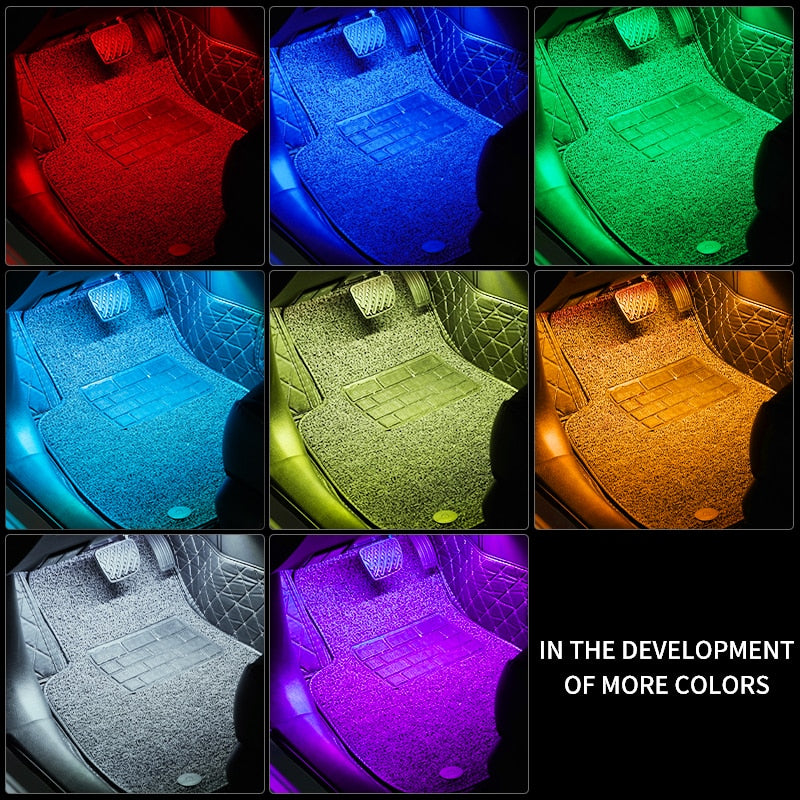 Rgb Led Lights for Cars Ambient Lighting Car Interior Neon Light With Music Voice Control App Inside Car Lights RGB LED Light with control DailyAlertDeals