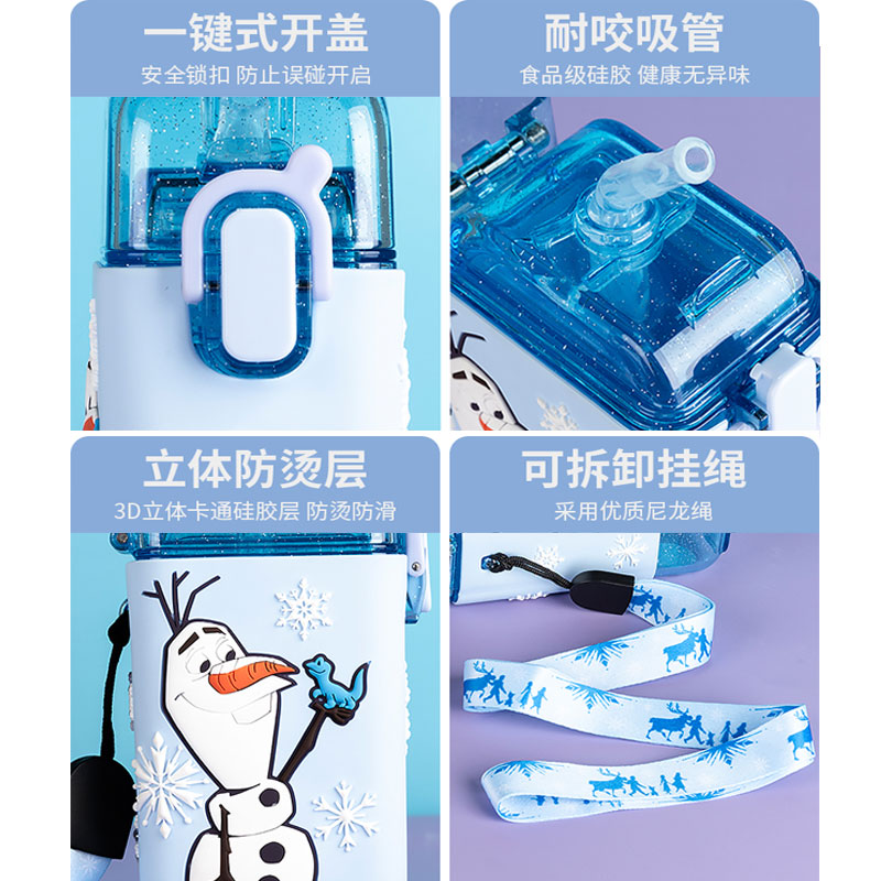 Cartoon Children Water Bottle 280ml with Rope Portable Square Kettle Sealed Leak-Proof BPA Free Tritan Baby Milk Cup With Straw Cartoon Children Water Bottle DailyAlertDeals