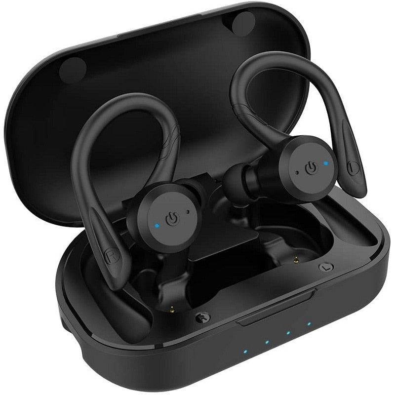 20 Hours Play time Swimming Waterproof Bluetooth Earphone Dual Wear Style Sport Wireless Headset TWS Ipx7 Earbuds Stereo earbuds DailyAlertDeals Black