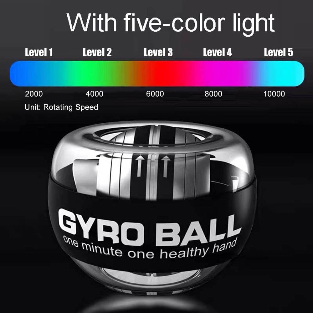 LED Gyroscopic Powerball Autostart Range Gyro Power Wrist Ball Arm Hand Muscle Force Trainer Fitness Equipment Powerball Wrist Ball Trainer LED Gyroscope DailyAlertDeals With 5-color light China