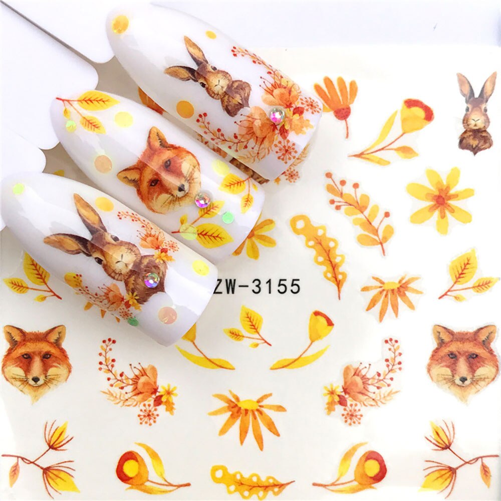 Nail Sticker Wolf Stickers Sliders For Nails Summer Full Nail Design Decorations Water Decals Animal Transfer Children's Slider nail art DailyAlertDeals YZW-3155