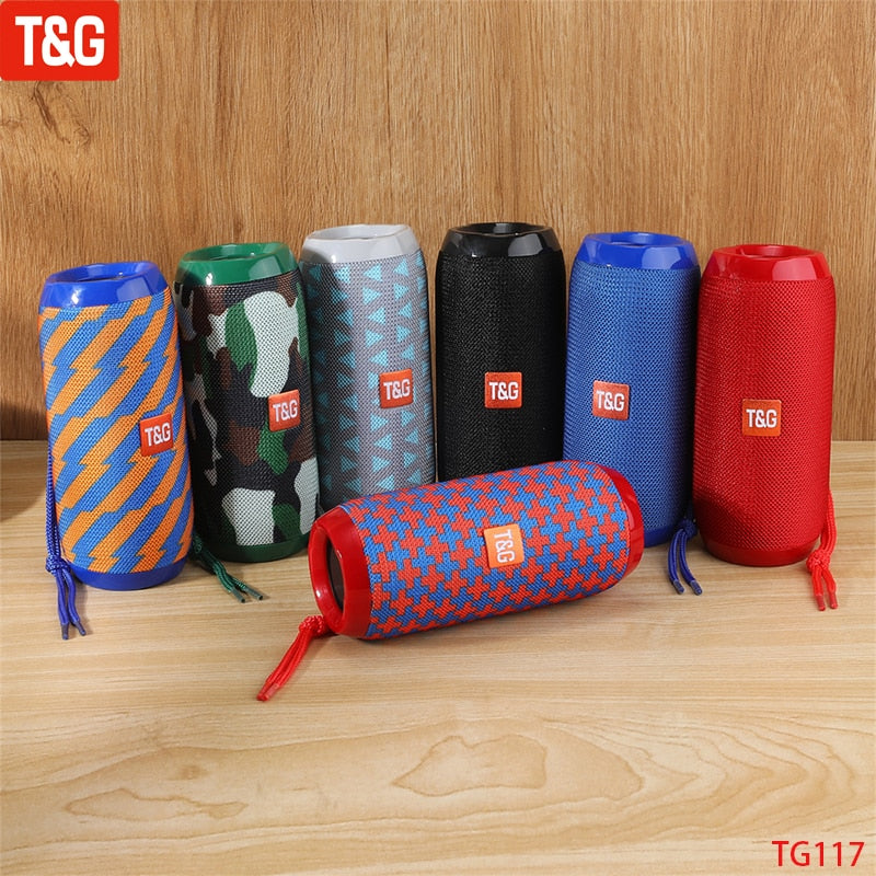 T&G TG117 Portable Bluetooth Speaker Wireless Bass Column Waterproof Outdoor Music Vibro Speakers TF Card Subwoofer Loudspeaker 0 DailyAlertDeals