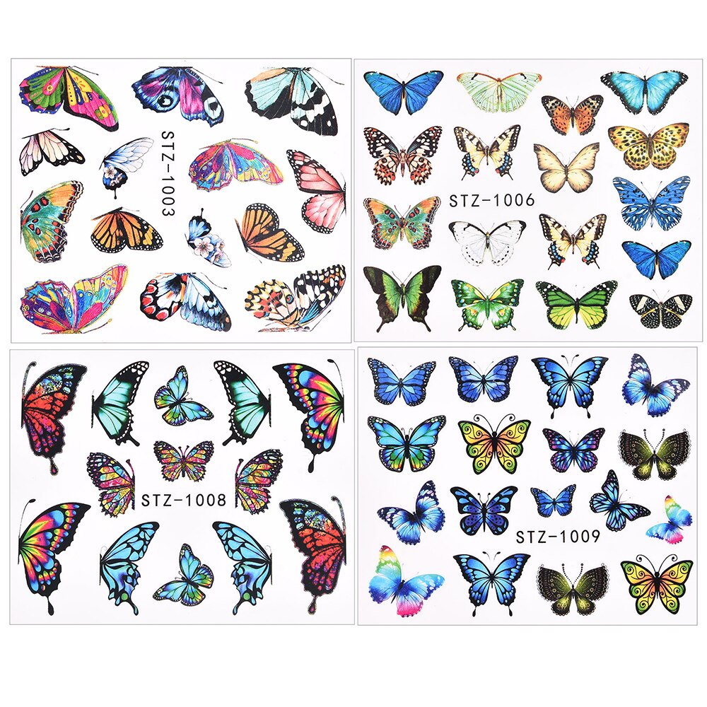 3D Watercolor Butterflies Sliders Nail Art Water Transfer Decal Sticker Blue Valentine's Day Nail Decoration Tattoo Manicure 0 DailyAlertDeals 4pcs TA627-630