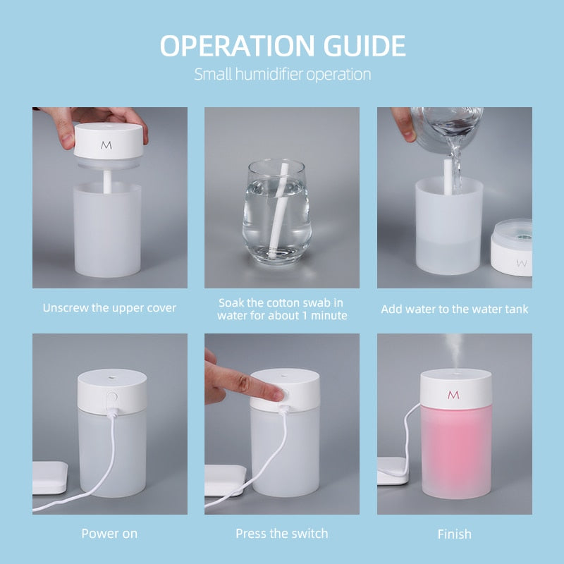 260ML Air Humidifier Ultrasonic Mini Aromatherapy Diffuser Portable Sprayer USB Essential Oil Atomizer LED Lamp for Home Car 0 DailyAlertDeals