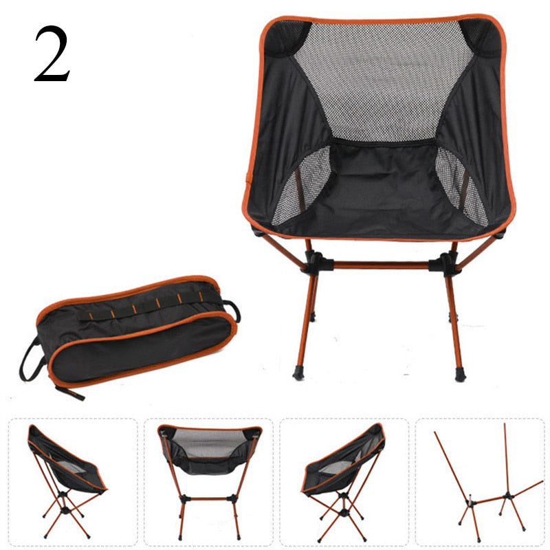 Detachable Portable Folding Moon Chair Outdoor Camping Chairs Beach Fishing Chair Ultralight Travel Hiking Picnic Seat Tools 0 DailyAlertDeals China Orange