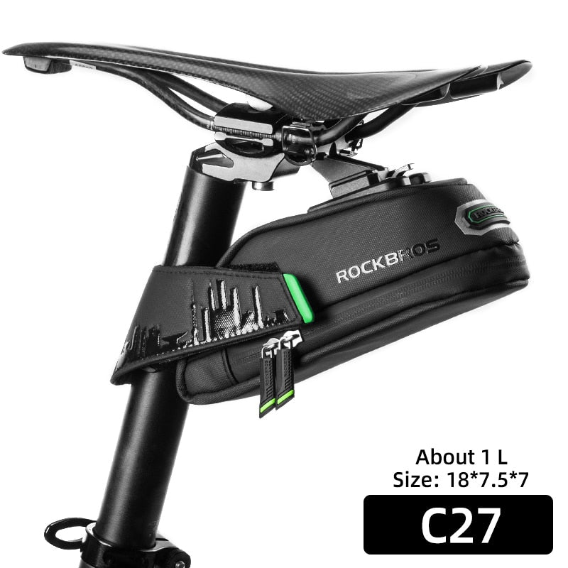 ROCKBROS1.7L Bicycle Bag Waterproof Rear Large Capatity Quick Release Seatpost Shockproof Double Zipper Rear Bag Accessories 0 DailyAlertDeals C27 1L Poland