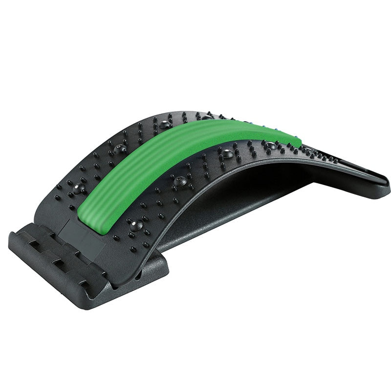 Multi-level Adjustable Back Massager Stretcher Waist Neck Stretch Fitness Lumbar Cervical Spine Support Pain Relief Relaxation back massager DailyAlertDeals China Green