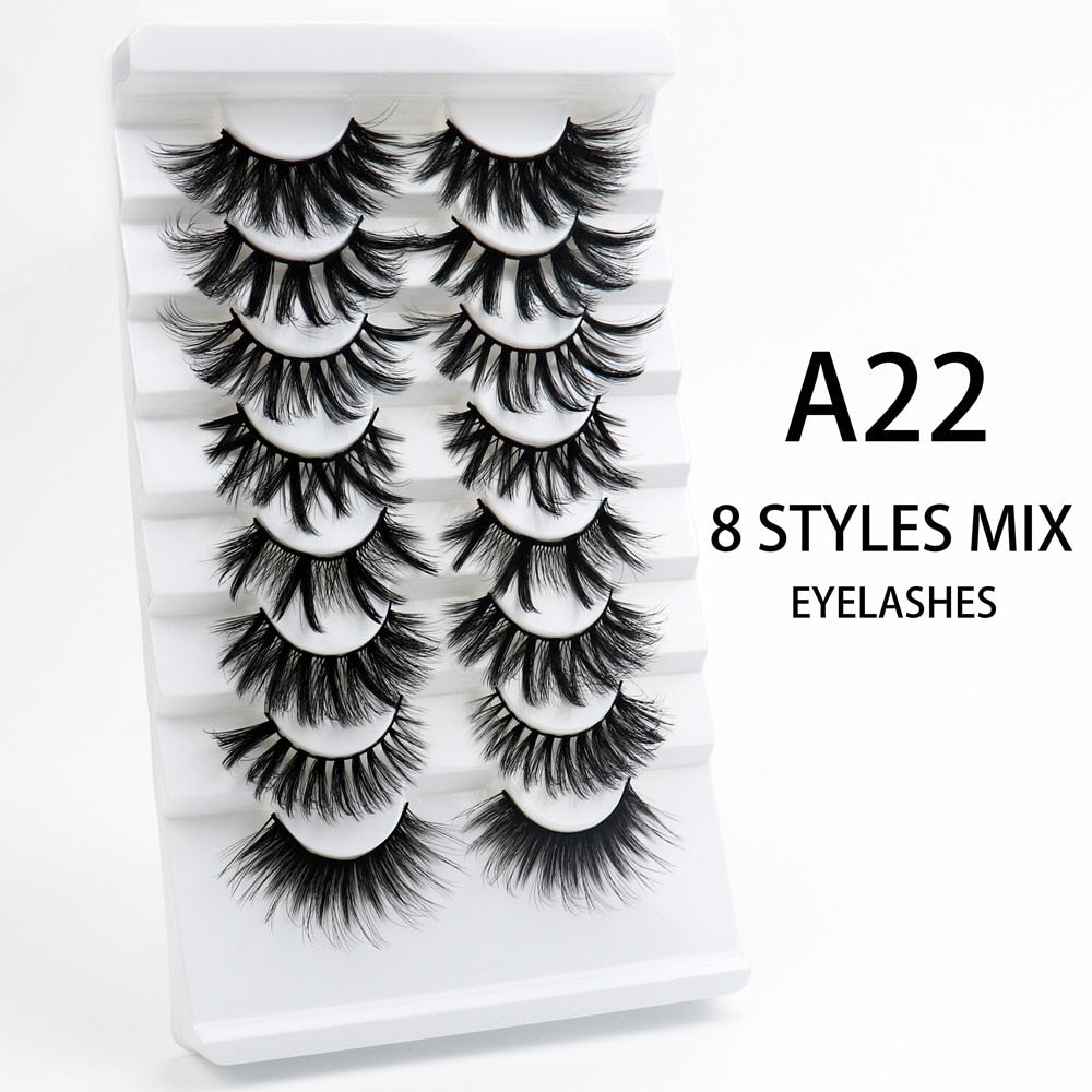 5/8 Pairs Faux Mink Eyelashes Soft Fluffy Natural False Eyelashes 3D Thick Dramatic Makeup Eyelashes Reusable Handmade Lashes DailyAlertDeals
