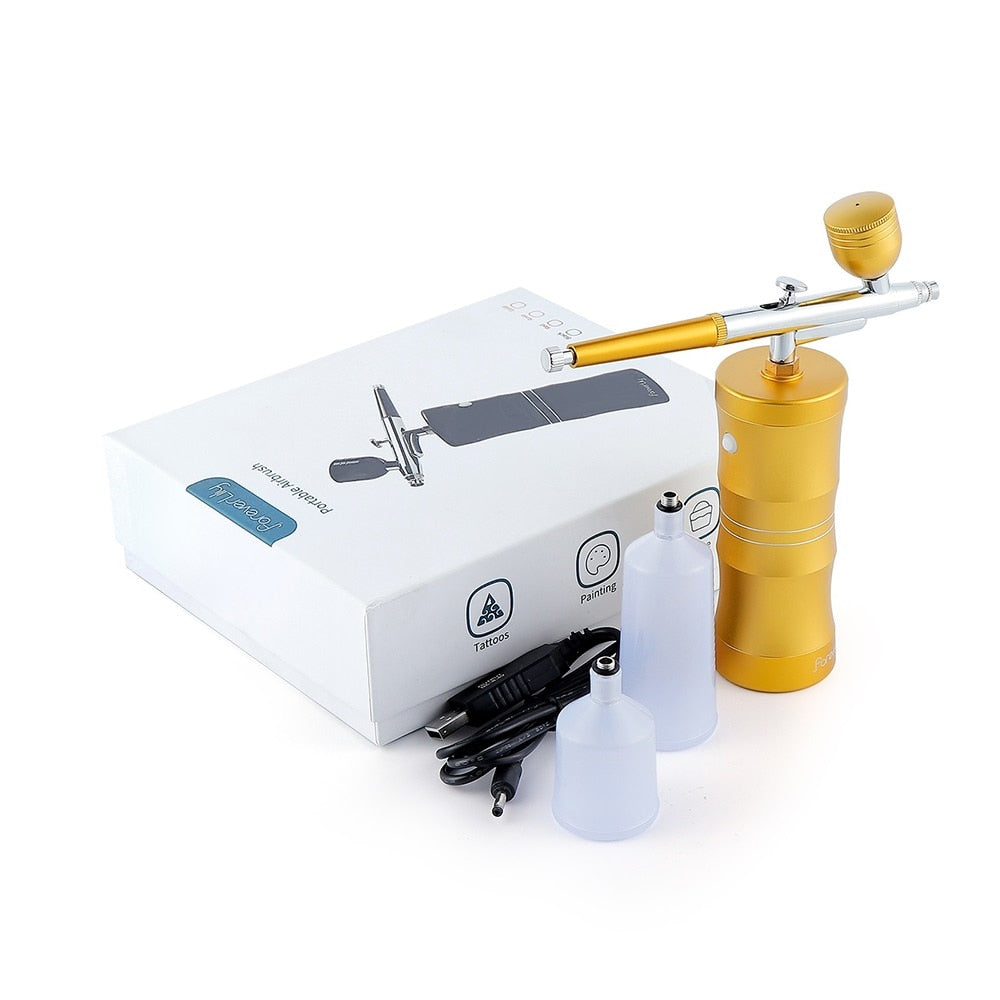 Foreverlily Mini Air Compressor Kit Air-Brush Paint Spray Gun Airbrush For Nail Art Tattoo Craft Cake Face Nano Fog Mist Sprayer 0 DailyAlertDeals GOLD Poland