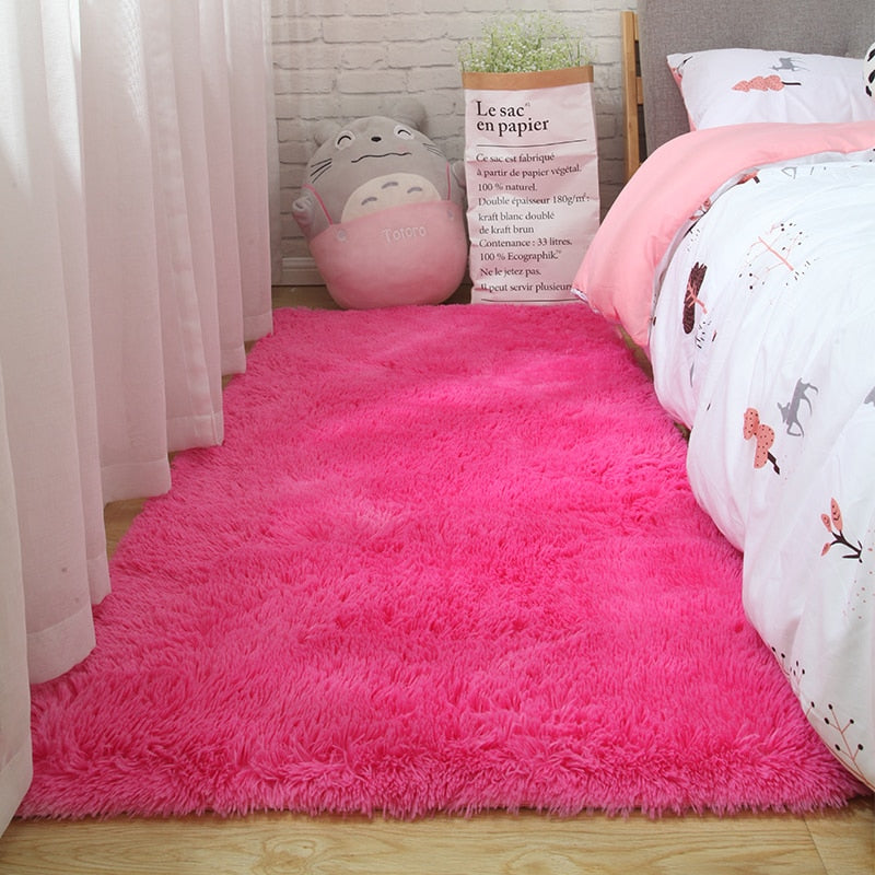 Pink Carpet For Girls Shaggy Children Floor Soft Mat Living Room Decoration Teen Doormat Nordic Red Fluffy Large Size Rugs Carpets & Rugs DailyAlertDeals