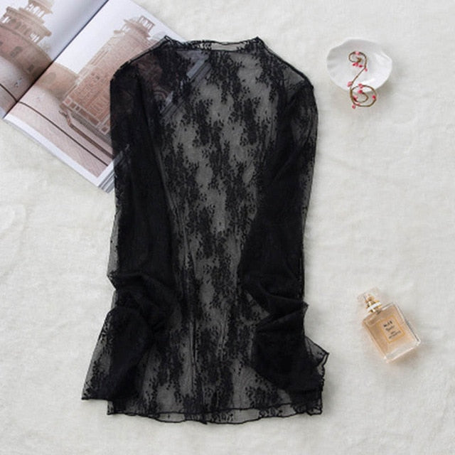 JuneLove New Transparent Korean Fashion Loose Women Blouse 22 Colors Can Choose Female Bottoming Blouses Plus Size Cheaper Tops 0 DailyAlertDeals 039BALCK 40-65KG