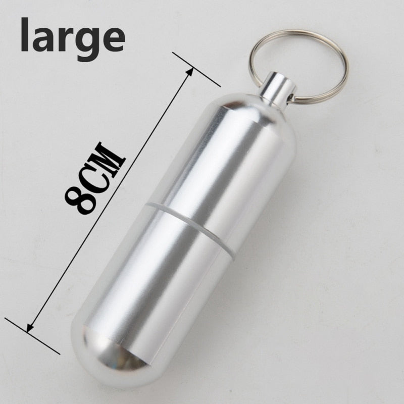 Waterproof Aluminum Pill Box Case Bottle Cache Drug Holder for Traveling Camping Container Keychain Medicine Box Health Care health care pill box DailyAlertDeals L China