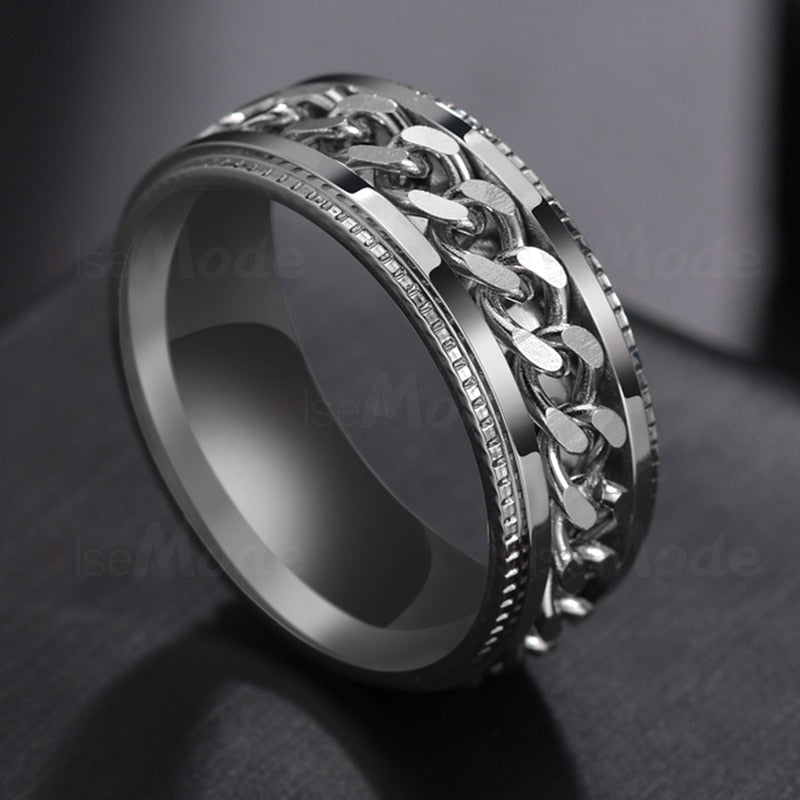 Cool Stainless Steel Rotatable Men Couple Ring High Quality Spinner Chain Rotable Rings Punk Women Man Jewelry for Party Gift 0 DailyAlertDeals 6 Steel