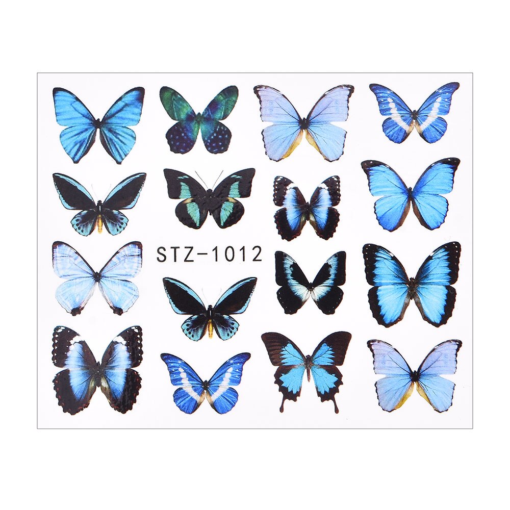 3D Watercolor Butterflies Sliders Nail Art Water Transfer Decal Sticker Blue Valentine's Day Nail Decoration Tattoo Manicure 0 DailyAlertDeals TA633