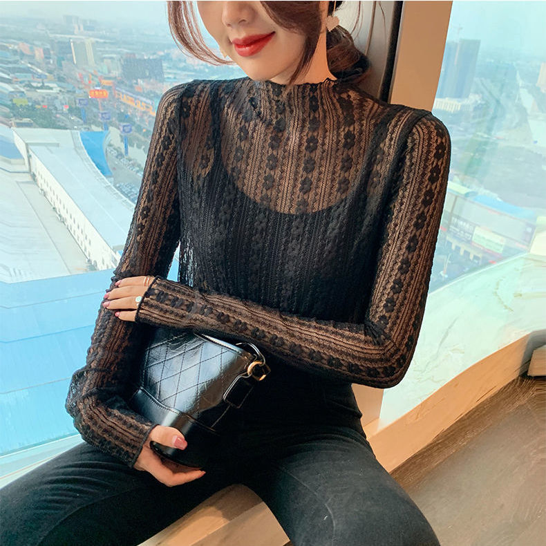 JuneLove New Transparent Korean Fashion Loose Women Blouse 22 Colors Can Choose Female Bottoming Blouses Plus Size Cheaper Tops 0 DailyAlertDeals 667ABLACK 40-65KG
