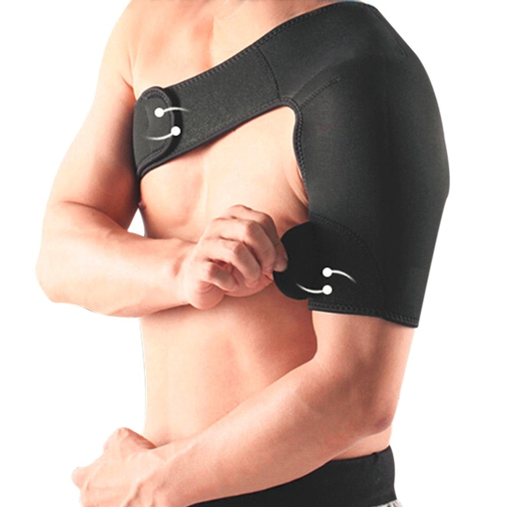 Adjustable Breathable Gym Sports Care Single Shoulder Support Back Brace Guard Strap Wrap Belt Band Pads Black Bandage Men/Women 0 DailyAlertDeals