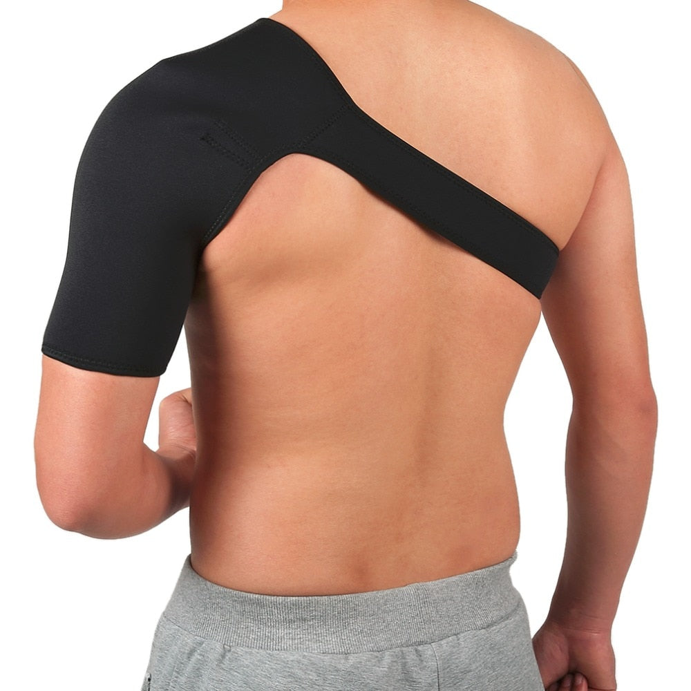 Adjustable Breathable Gym Sports Care Single Shoulder Support Back Brace Guard Strap Wrap Belt Band Pads Black Bandage Men/Women 0 DailyAlertDeals