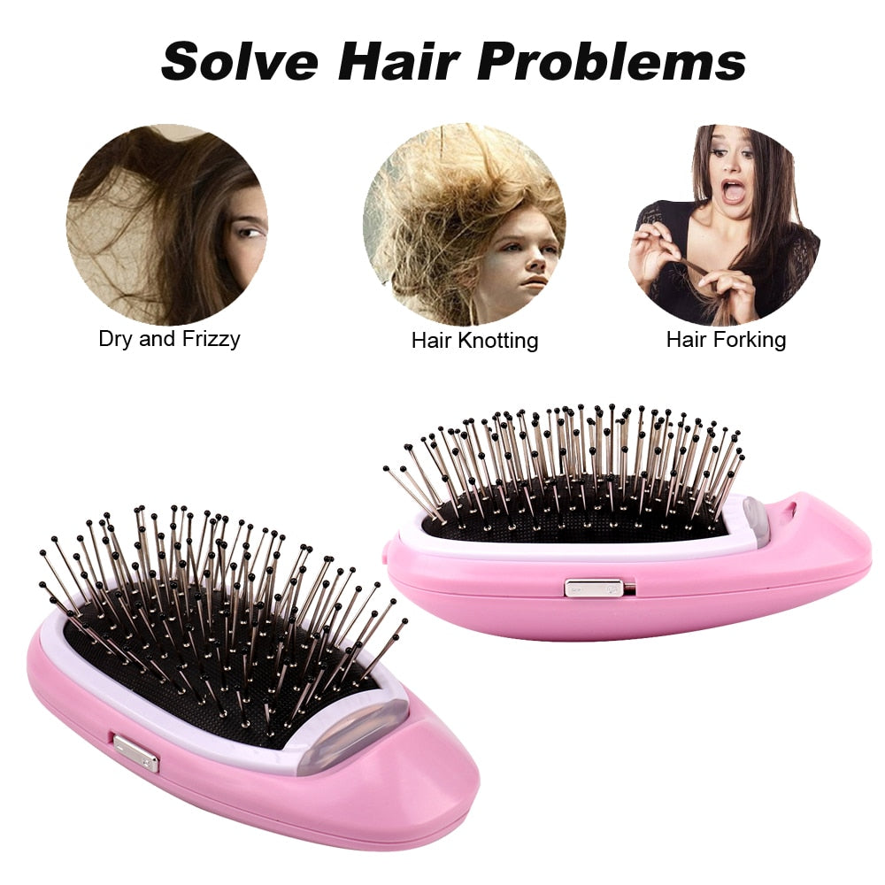 Portable Ionic Hairbrush Electric Negative Ions Hair Comb Anti Static MassageComb US Fast Shipping Styling Tool for Dropshipping portable brush hair DailyAlertDeals