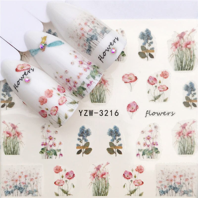 1 PC Nail Art Transfer Nail Stickers Water Decals Beauty Flowers Nail Design Manicure Stickers for Nails Decorations Tools Nail Sticker DailyAlertDeals YZW-3216