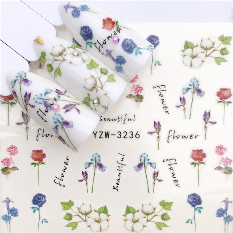 1 PC Nail Art Transfer Nail Stickers Water Decals Beauty Flowers Nail Design Manicure Stickers for Nails Decorations Tools Nail Sticker DailyAlertDeals YZW-3236