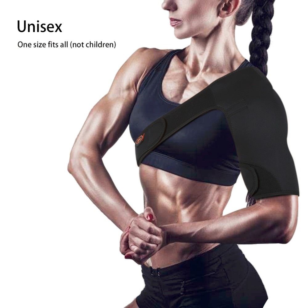 Adjustable Breathable Gym Sports Care Single Shoulder Support Back Brace Guard Strap Wrap Belt Band Pads Black Bandage Men/Women 0 DailyAlertDeals