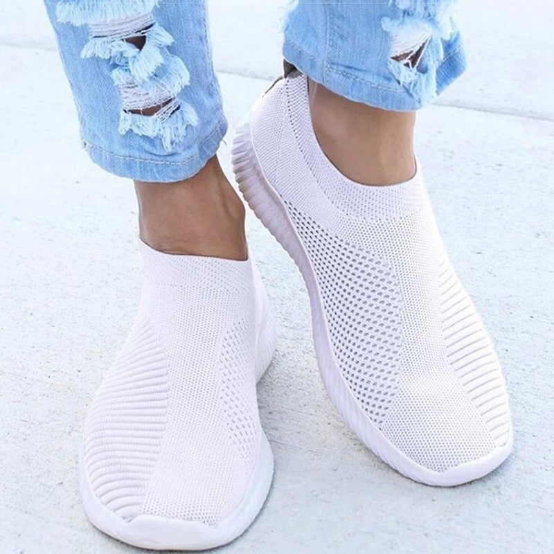 Women Shoes Knitting Sock Sneakers Women Spring Summer Slip On Flat Shoes Women Plus Size Loafers Flats Walking krasovki Famela 0 DailyAlertDeals