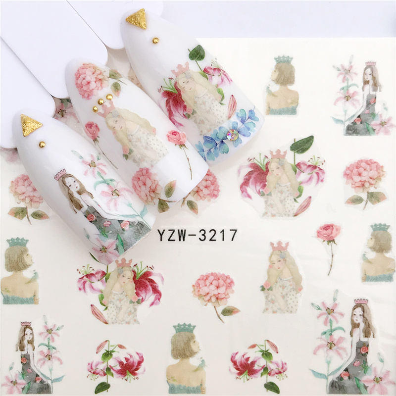 1 PC Nail Art Transfer Nail Stickers Water Decals Beauty Flowers Nail Design Manicure Stickers for Nails Decorations Tools Nail Sticker DailyAlertDeals YZW-3217
