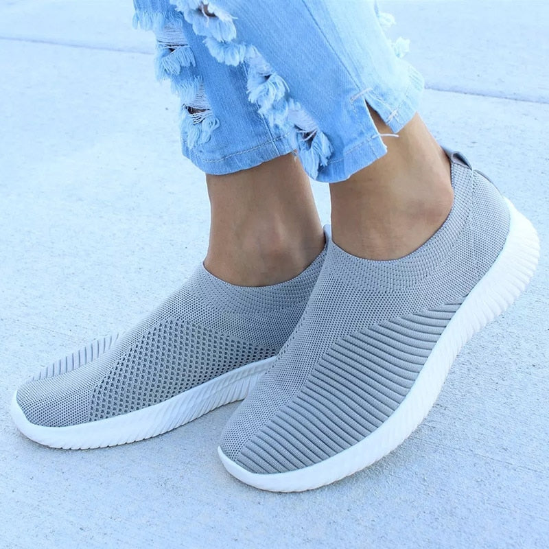 Women Shoes Knitting Sock Sneakers Women Spring Summer Slip On Flat Shoes Women Plus Size Loafers Flats Walking krasovki Famela 0 DailyAlertDeals