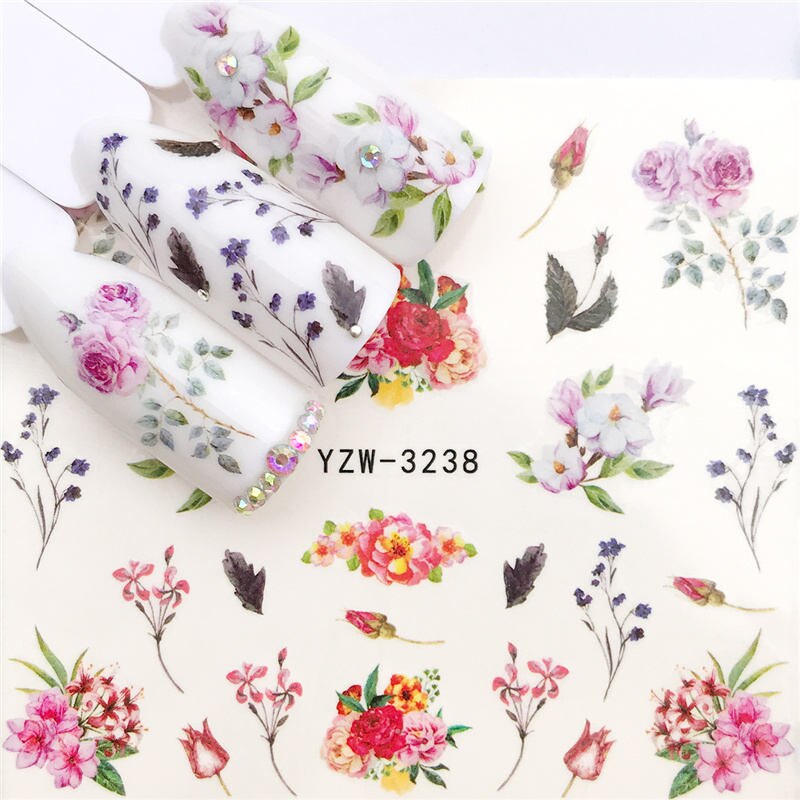 1 PC Nail Art Transfer Nail Stickers Water Decals Beauty Flowers Nail Design Manicure Stickers for Nails Decorations Tools Nail Sticker DailyAlertDeals YZW-3238