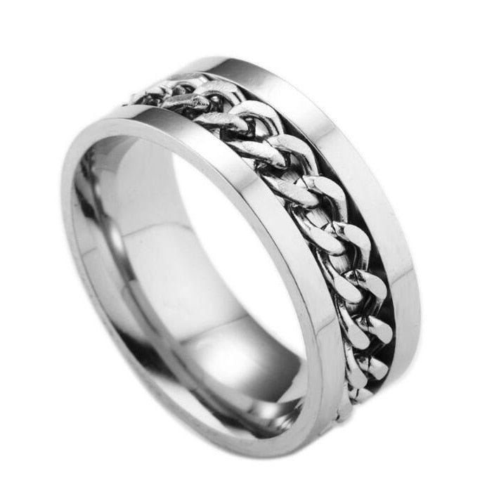 Cool Stainless Steel Rotatable Men Couple Ring High Quality Spinner Chain Rotable Rings Punk Women Man Jewelry for Party Gift 0 DailyAlertDeals 6 Style 1 Steel Color
