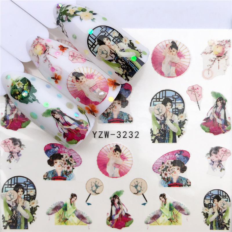 1 PC Nail Art Transfer Nail Stickers Water Decals Beauty Flowers Nail Design Manicure Stickers for Nails Decorations Tools Nail Sticker DailyAlertDeals YZW-3232