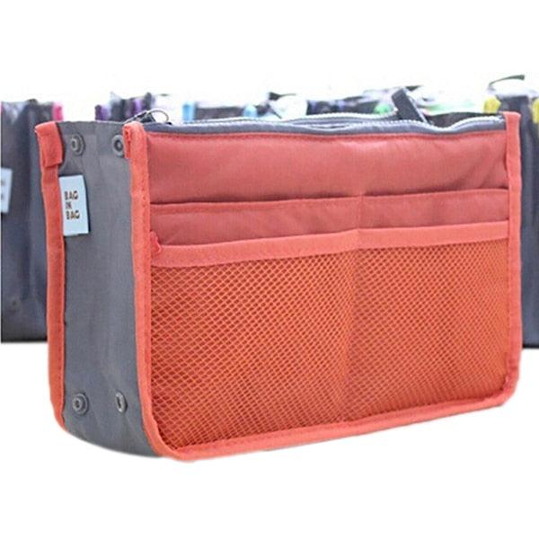 Organizer Insert Bag Women Nylon Travel Insert Organizer Handbag Purse Large liner Lady Makeup Cosmetic Bag Cheap Female Tote 0 DailyAlertDeals Orang Red