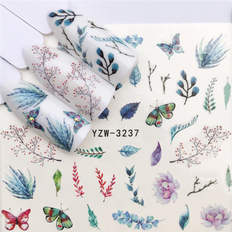 1 PC Nail Art Transfer Nail Stickers Water Decals Beauty Flowers Nail Design Manicure Stickers for Nails Decorations Tools Nail Sticker DailyAlertDeals YZW-3237