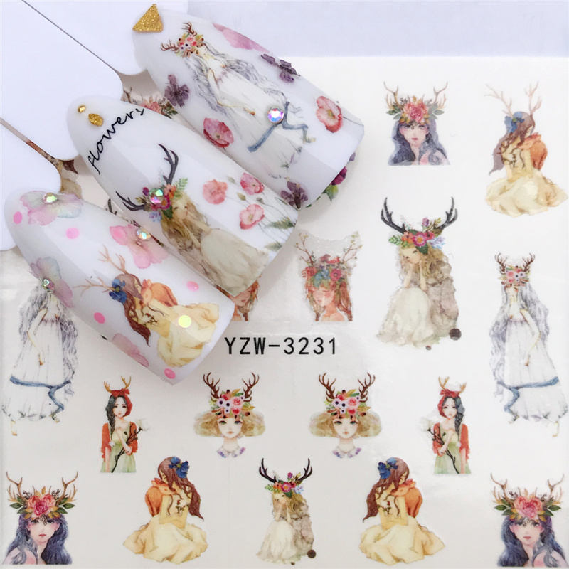 1 PC Nail Art Transfer Nail Stickers Water Decals Beauty Flowers Nail Design Manicure Stickers for Nails Decorations Tools Nail Sticker DailyAlertDeals YZW-3231