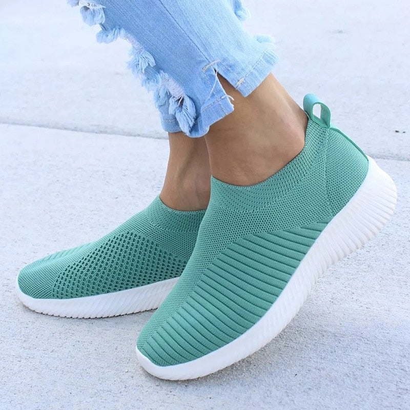 Women Shoes Knitting Sock Sneakers Women Spring Summer Slip On Flat Shoes Women Plus Size Loafers Flats Walking krasovki Famela 0 DailyAlertDeals
