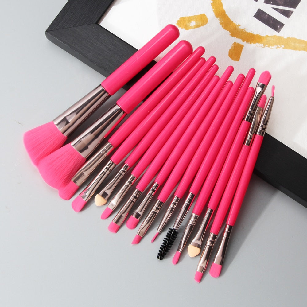 MAANGE 6/15/18/20Pcs Makeup Brushes Tool Set Cosmetic Powder Eye Shadow Foundation Blush Blending Beauty Make Up Brush Maquiagem DailyAlertDeals 15pcs-H China