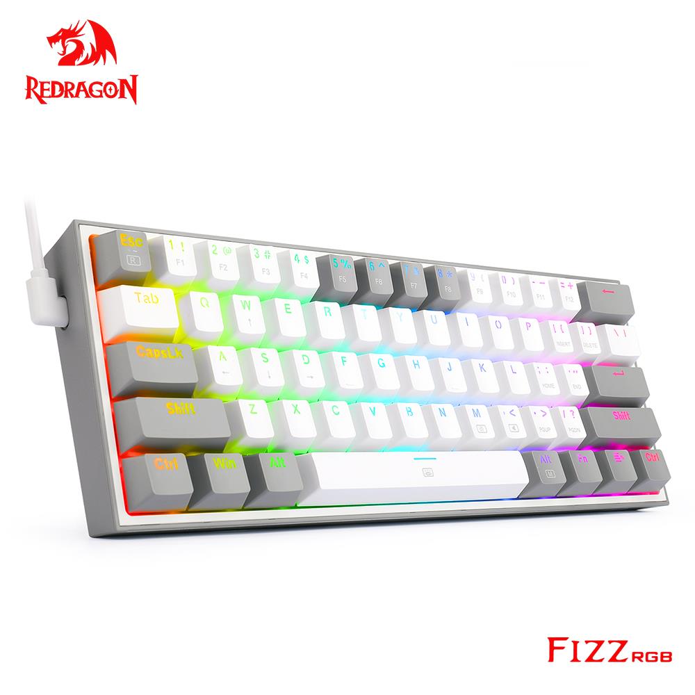 REDRAGON Fizz K617 RGB USB Mini Mechanical Gaming Wired Keyboard Red Switch 61 Key Gamer for Computer PC Laptop detachable cable Keyboard DailyAlertDeals