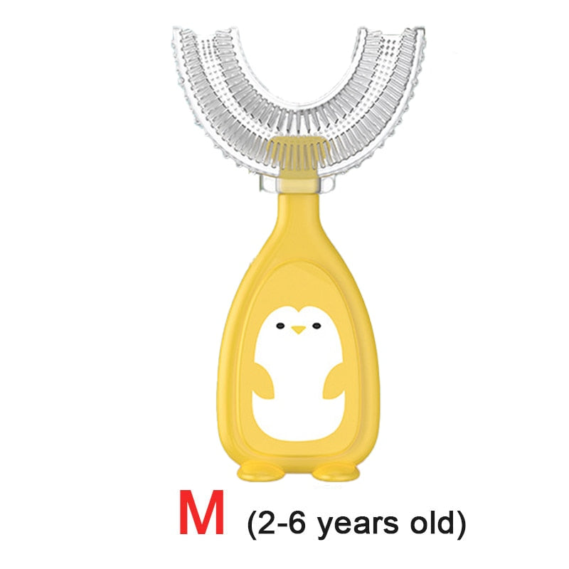 Baby toothbrush children teeth oral care cleaning brush soft Silicone teethers baby toothbrush new born baby items 2-12Y Baby silicon soft toothbrush DailyAlertDeals penguin yellow M