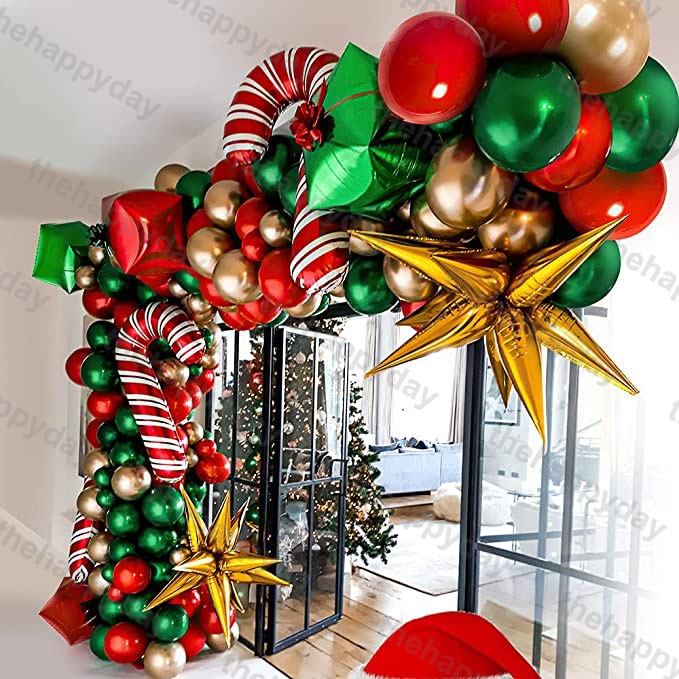 Christmas Balloon Arch Green Gold Red Box Candy Balloons Garland Cone Explosion Star Foil Balloons Christmas Decoration Party Christmas Balloons DailyAlertDeals
